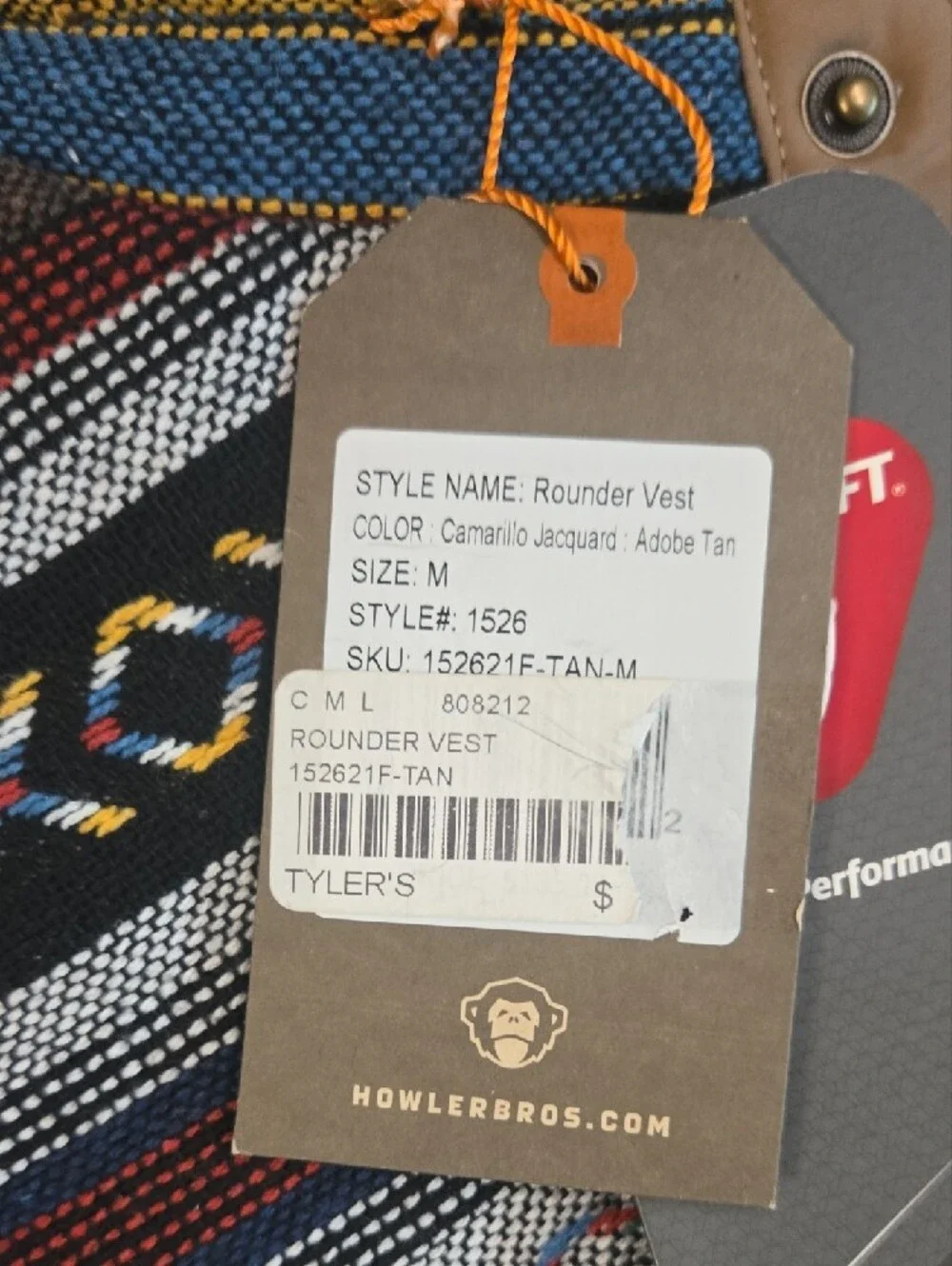 Howler Brothers Tan Vest with Multicolor Patterned Yoke